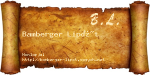 Bamberger Lipót névjegykártya